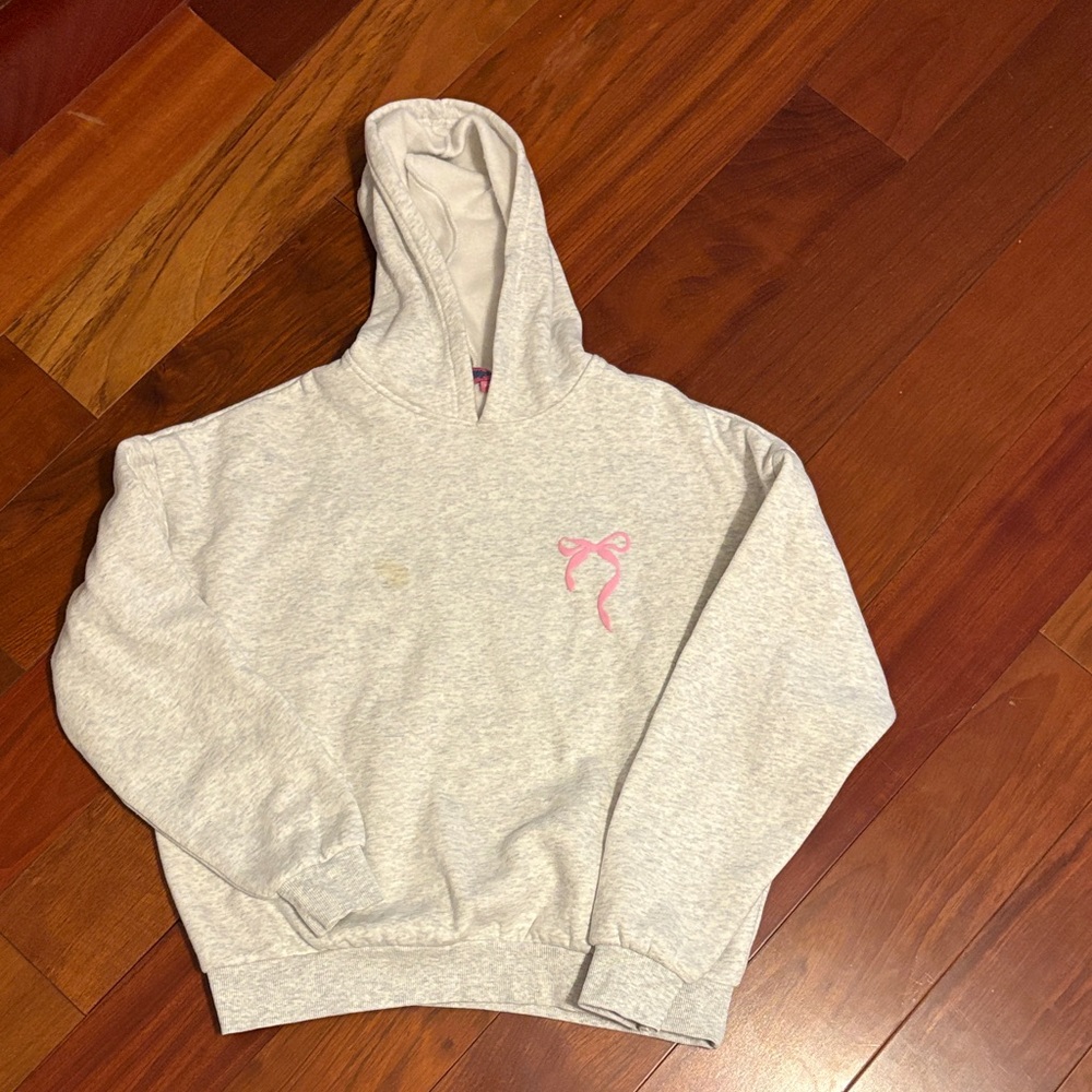 Edikted Heather Gray Hoodie with Pink Accent